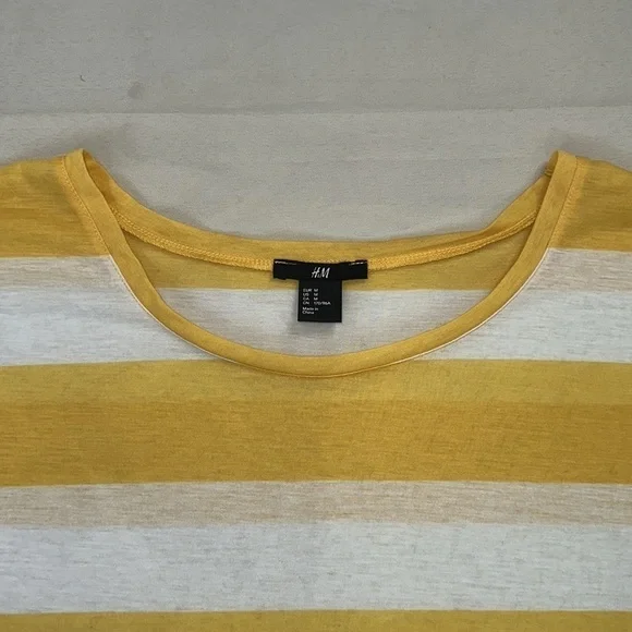 H&M Yellow and White Wide Striped Crop Top - Picture 6 of 12